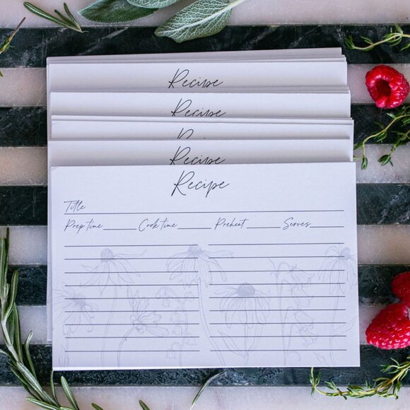 Set of 50 Floral 4x6 Recipe cards - Picture 5 of 9